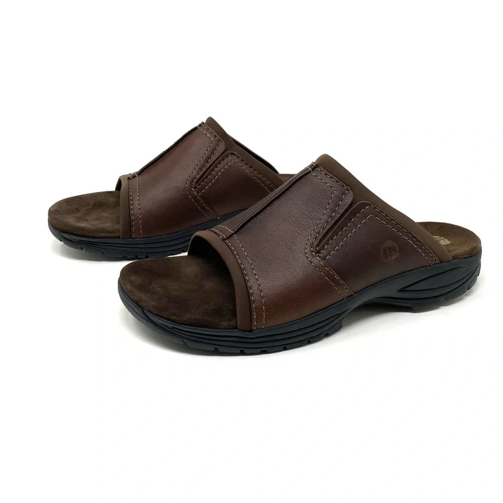 Dunham Cutter Leather Slides Brown